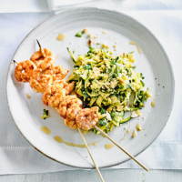 Alexandra Dudley's hot & spicy prawn skewers courgette salad